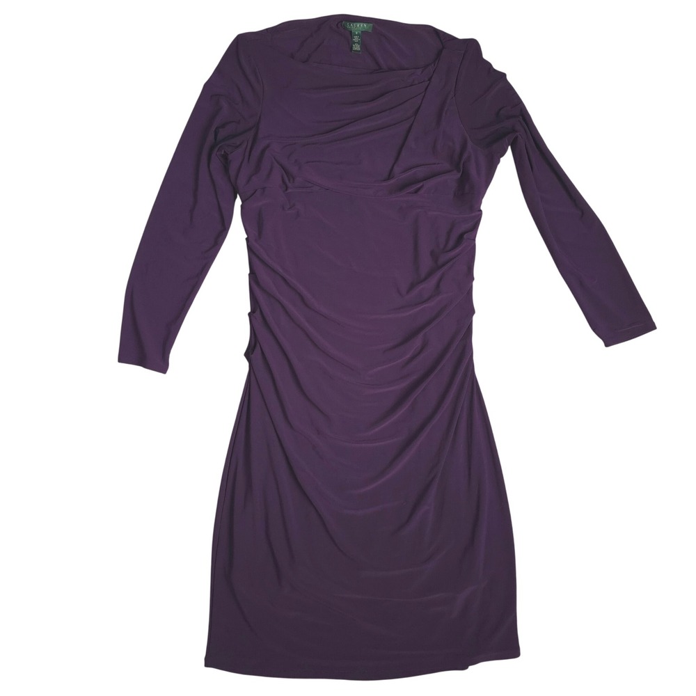 Lauren Ralph Lauren Purple Ruched Cocktail‎ Party Dress Women's Size 18